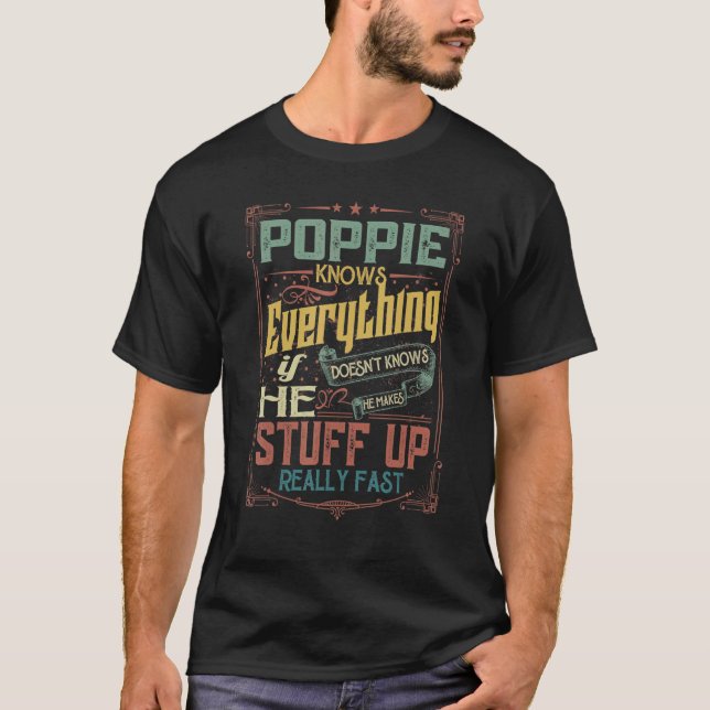 Camiseta Mens Poppie sabe tudo se não sabe Fa (Frente)
