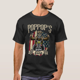 Camiseta Mens Poppop Biker Gang Flag Poppop Rides Bike