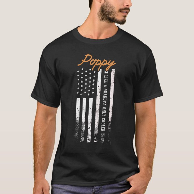 Camiseta Mens Poppy Como Um Vovô Apenas Dia de os pais Mais (Frente)