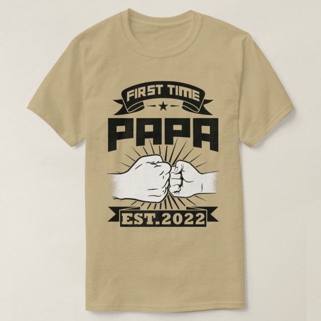 Camiseta Mens Primeira Vez Papa est (Frente do Design)