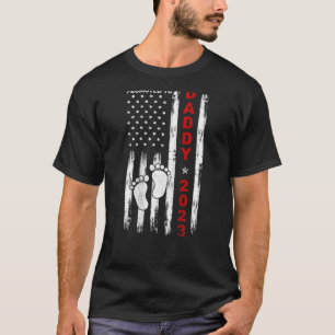 Camiseta Mens Promoted To Daddy 2023 American Flag New Dad