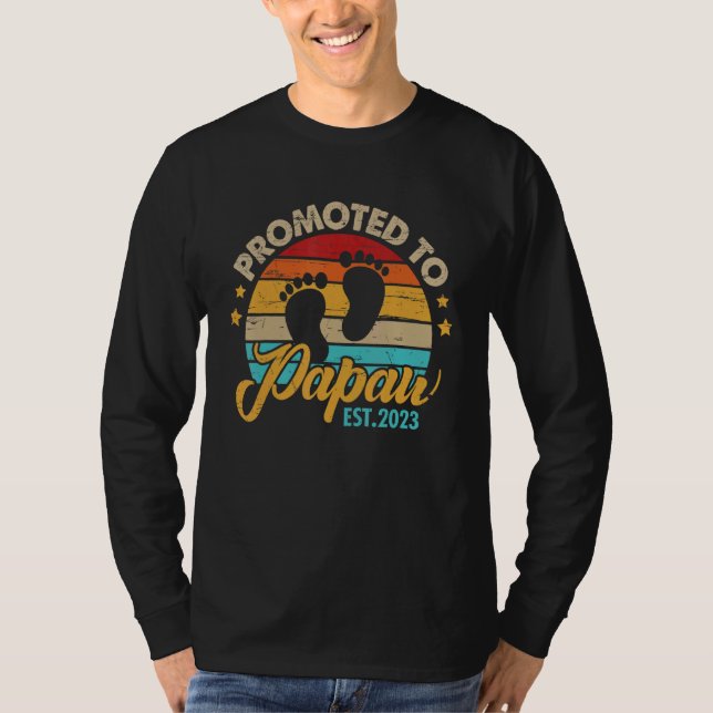 Camiseta Mens Promoted to Papaw 2023 Father's Day  First Ti (Frente)