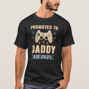 Camiseta Mens Promovidos Ao Pai 2023 Funny Gamer Pai 2023