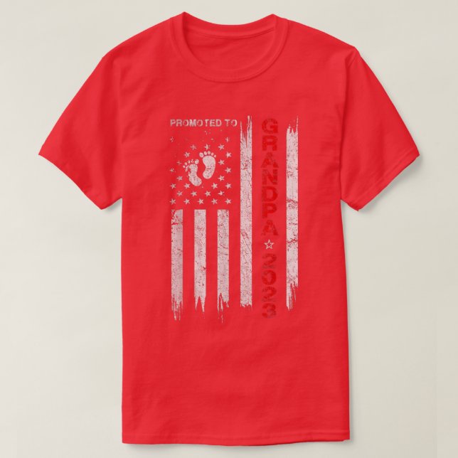 Camiseta Mens Promovidos Ao Vovô 2023 Bandeira Patriótica P (Frente do Design)