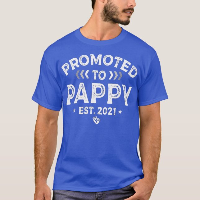 Camiseta Mens Promovidos Para Pappy 2021 Pela Primeira Vez  (Frente)