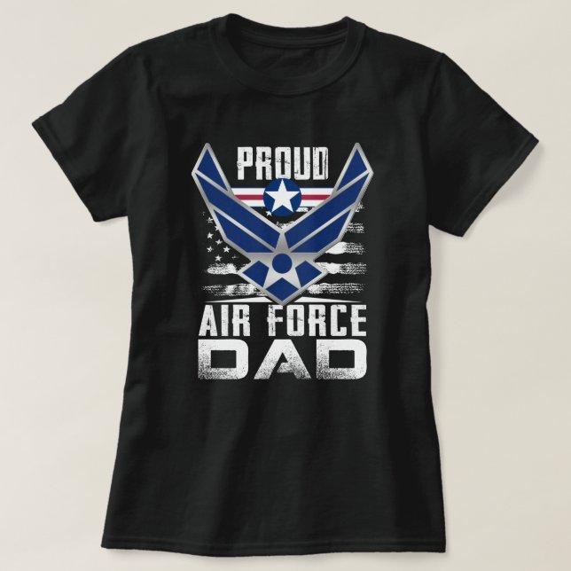 Camiseta Mens Proud Air Force Dad Military Veteran  (Frente do Design)