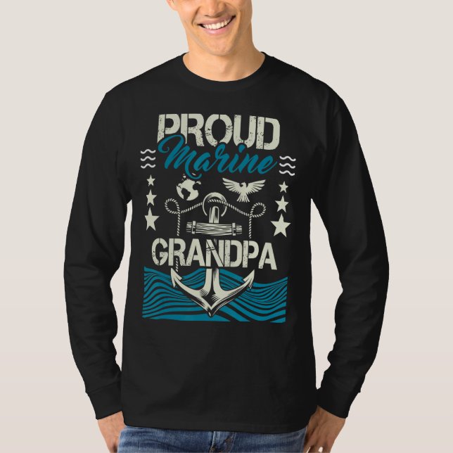 Camiseta Mens Proud Marine Avô Avô Avô Papa Pop (Frente)