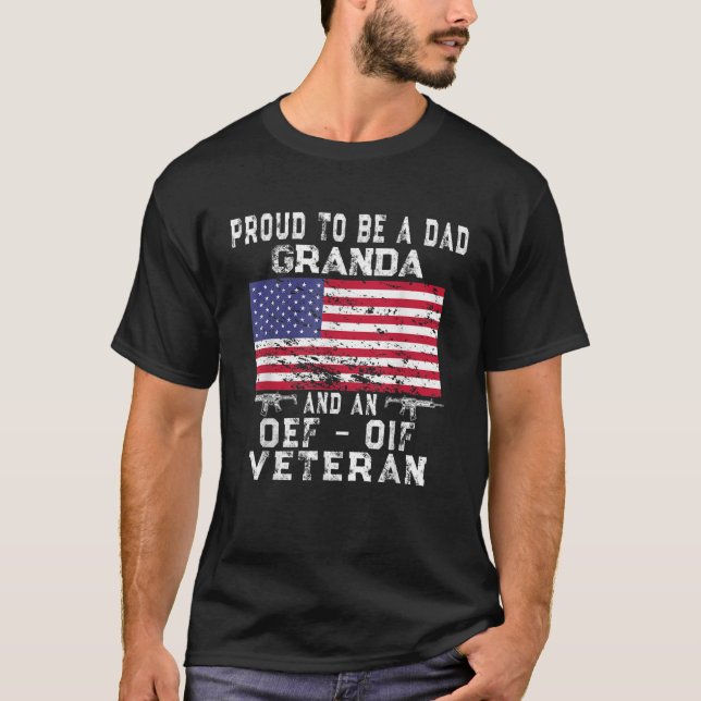 Camiseta Mens Proud Pai Granda OEF OIF Veterano Retro US Fl (Frente)