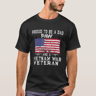 Camiseta Mens Proud Pai Paw Vietnam Veterano Retro EUA Flag