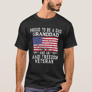 Camiseta Mens Proud Pai Vovô Iraquiano Liberdade Veterano