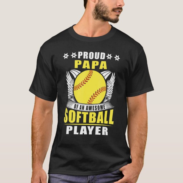 Camiseta Mens Proud Papa Of An Awesome Softball Player Soft (Frente)
