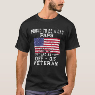 Camiseta Mens Proud Papéis de Pai OEF Veterano OIF Bandeira