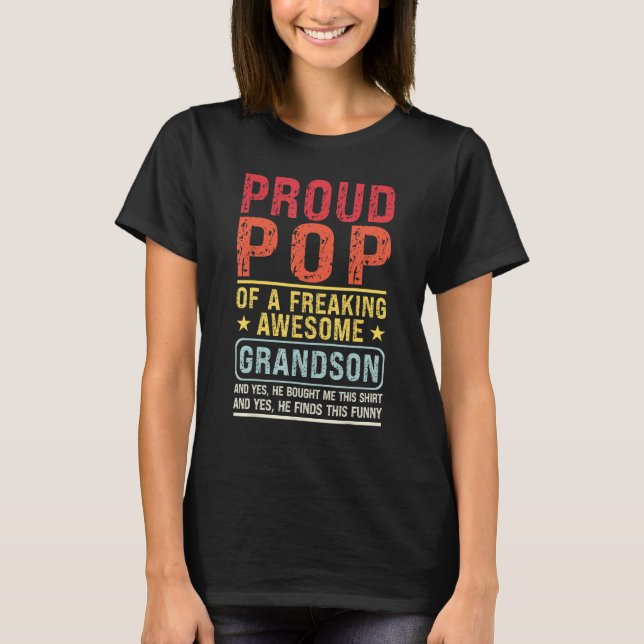 Camiseta Mens Proud Pop Of A Grandson Pop & Grandson (Frente)