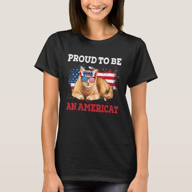 Camiseta Mens Proud To Be An Americat Patriotic Cat 4th Of  (Frente)