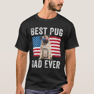 Camiseta Mens Pug Pai EUA Flag Dog Americano, Proprietário