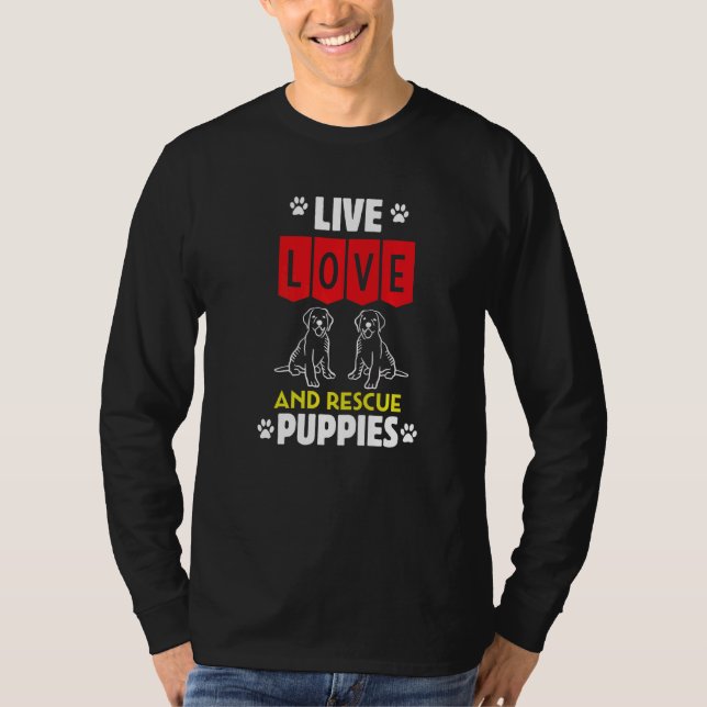 Camiseta Mens Puppy Adotion Live Love And Rescut Dogs Anim (Frente)