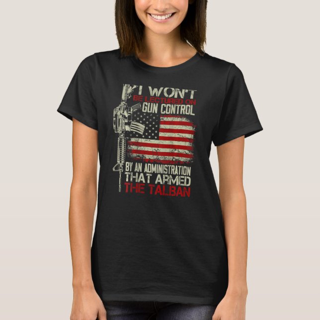 Camiseta Mens que não serei ensinado no controle de armas p (Frente)