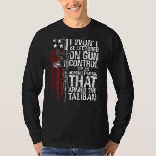 Camiseta Mens que não serei ensinado no controle de armas p