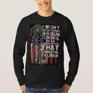 Camiseta Mens que não serei ensinado no controle de armas p
