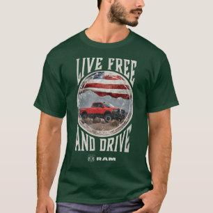 Camiseta Mens Ram Trucks vivem livres e dirigem