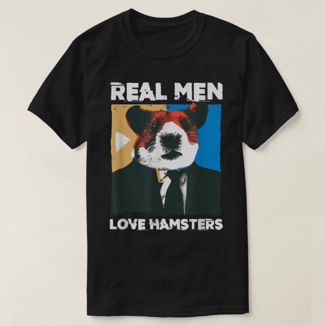 Camiseta Mens Real Man Love Hamsters Owner Hamster Lover Pe (Frente do Design)