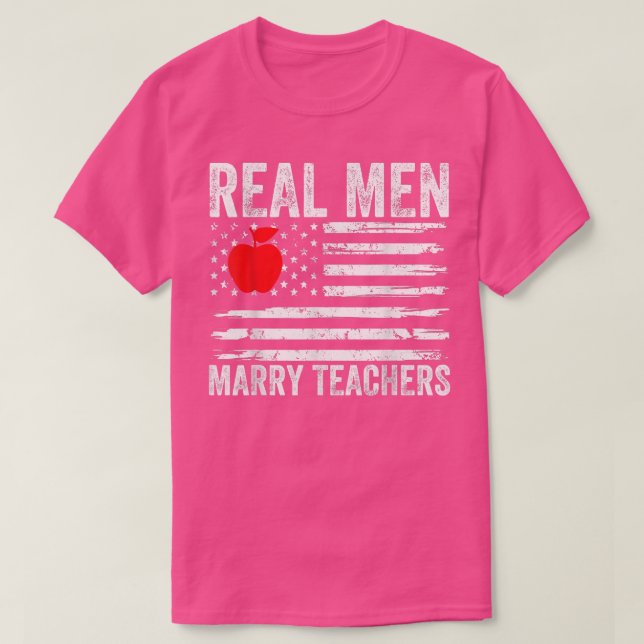 Camiseta Mens Real Men Marry Teachers Funny Teachers Husban (Frente do Design)