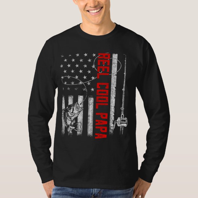 Camiseta Mens Reel Cool Papa American Flag Family Fathers D (Frente)