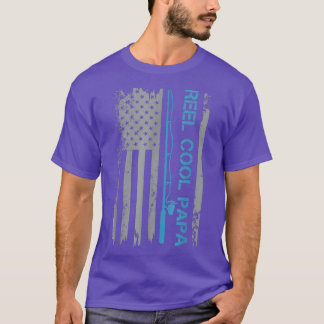 Camiseta Mens Reel Cool Papa Fishing American Flag Patrioti