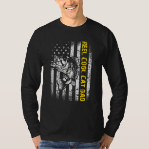 Camiseta Mens Reel Legal Gato Peixe de Pesca Pai Vintage 1