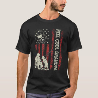Camiseta Mens Reel Legal Vovô EUA Bandeira Pesca Vovô Gif