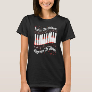 Camiseta Mens Relaxe A Lenda Pianista Está Aqui Piano Playe