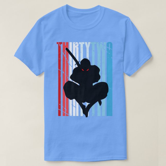 Camiseta Mens Retro 32º Aniversário para Ninja Men Samurai  (Frente do Design)