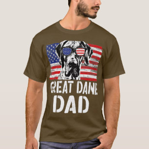 Camiseta Mens Retro Americano Flag Great Dane Pai Dog Gift 