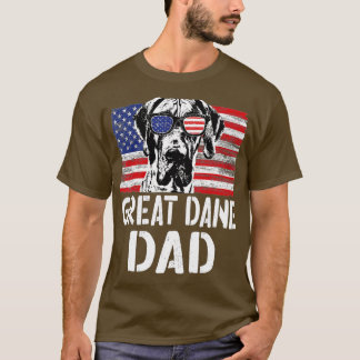 Camiseta Mens Retro Americano Flag Great Dane Pai Dog Gift 