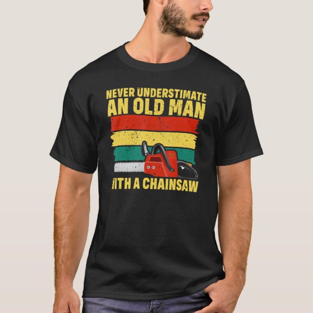 Camiseta Mens Retro Chainsaw Arborist Lumberjack Logger Da (Frente)