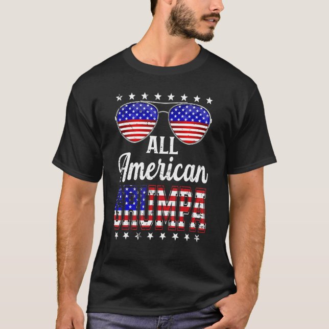 Camiseta Mens Retro Dia de os pais All American Grumpa Ufla (Frente)