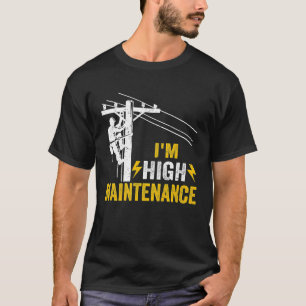 Camiseta Mens Retro Elétrico Lineman Journeyman Eu sou High
