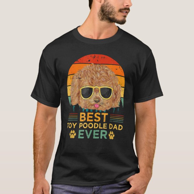Camiseta Mens Retro Estilo Melhor Pai de Poodle de Brinqued (Frente)