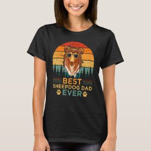 Camiseta Mens Retro Estilo Melhor Pai de Sheepdog Nunca D d