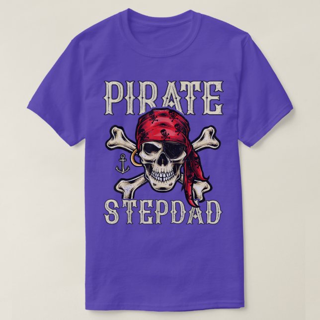 Camiseta Mens Retro Estilo Skull Skeleton Pirata Stepdad Go (Frente do Design)