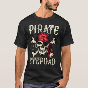 Camiseta Mens Retro Estilo Skull Skeleton Pirata Stepdad Go
