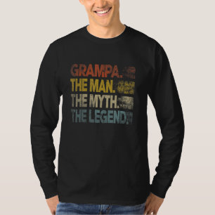 Camiseta Mens Retro Grampa Man Myth Legend Vintage do Pai