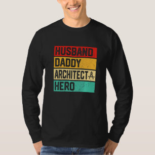 Camiseta Mens Retro Husband Pai arquiteto Herói D do Pai