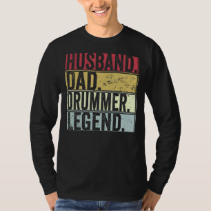 Camiseta Mens Retro Husband Pai Drummer Legenda Para Pai