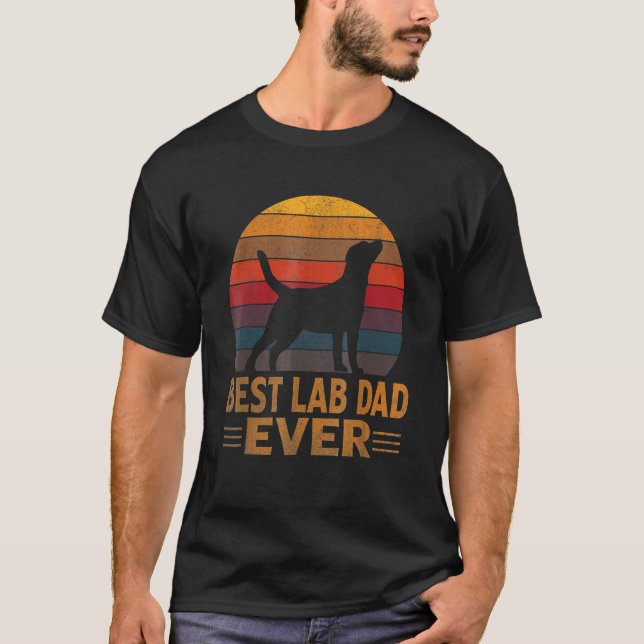 Camiseta Mens Retro Labrador Dog Dad  Golden Black Lab Fath (Frente)