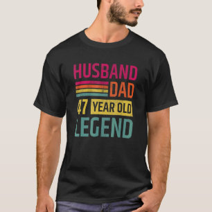 Camiseta Mens Retro Marido de Aniversário com Pai de 47 ano