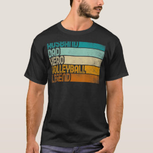 Camiseta Mens Retro Marido Pai Herói Legenda de Voleibol