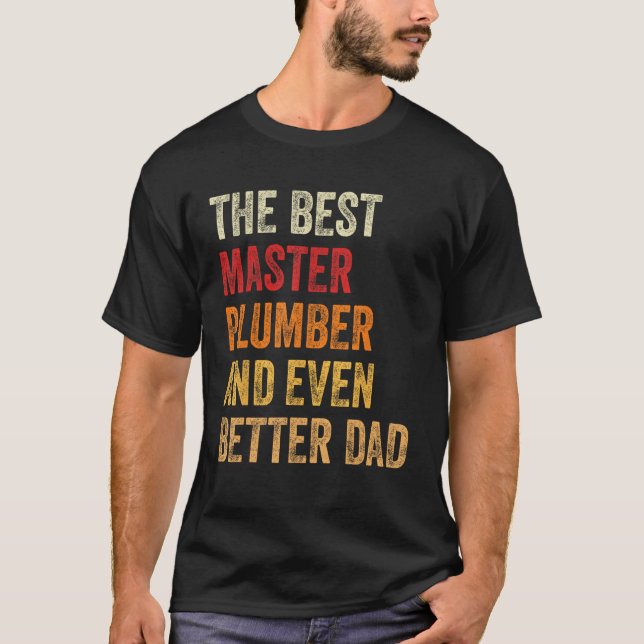 Camiseta Mens Retro Master Plumber E Maior Gordura Do Pai (Frente)