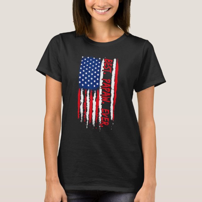 Camiseta Mens Retro Melhor Papaw Nos Eua Bandeira Americana (Frente)