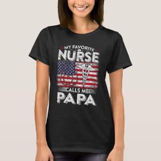 Camiseta Mens Retro Minha Enfermeira Favorita Me Chama Papa